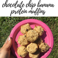 SKINNY Chocolate Chip Banana Protein Muffins!
